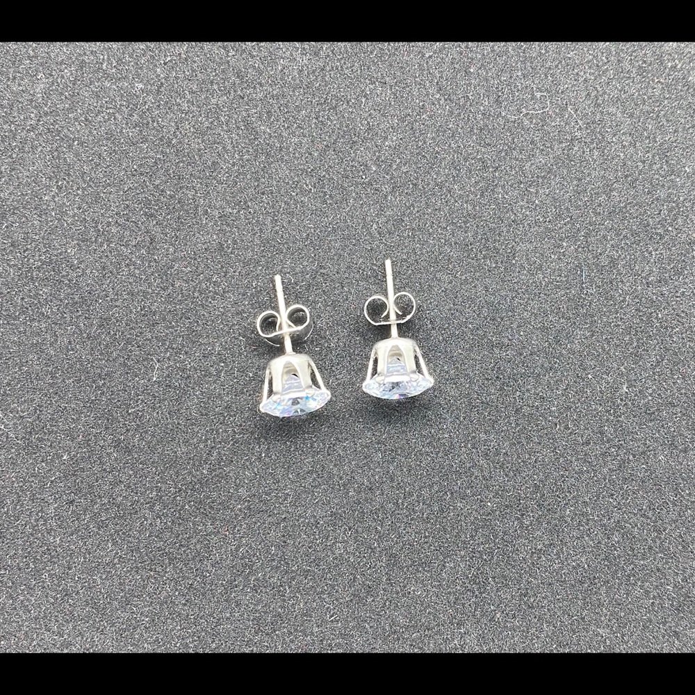 Two Pairs 8mm Cubic Zirconia Earrings - Picture 6 of 10